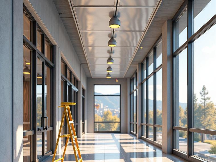 Aluminum hook-on ceiling installation detail