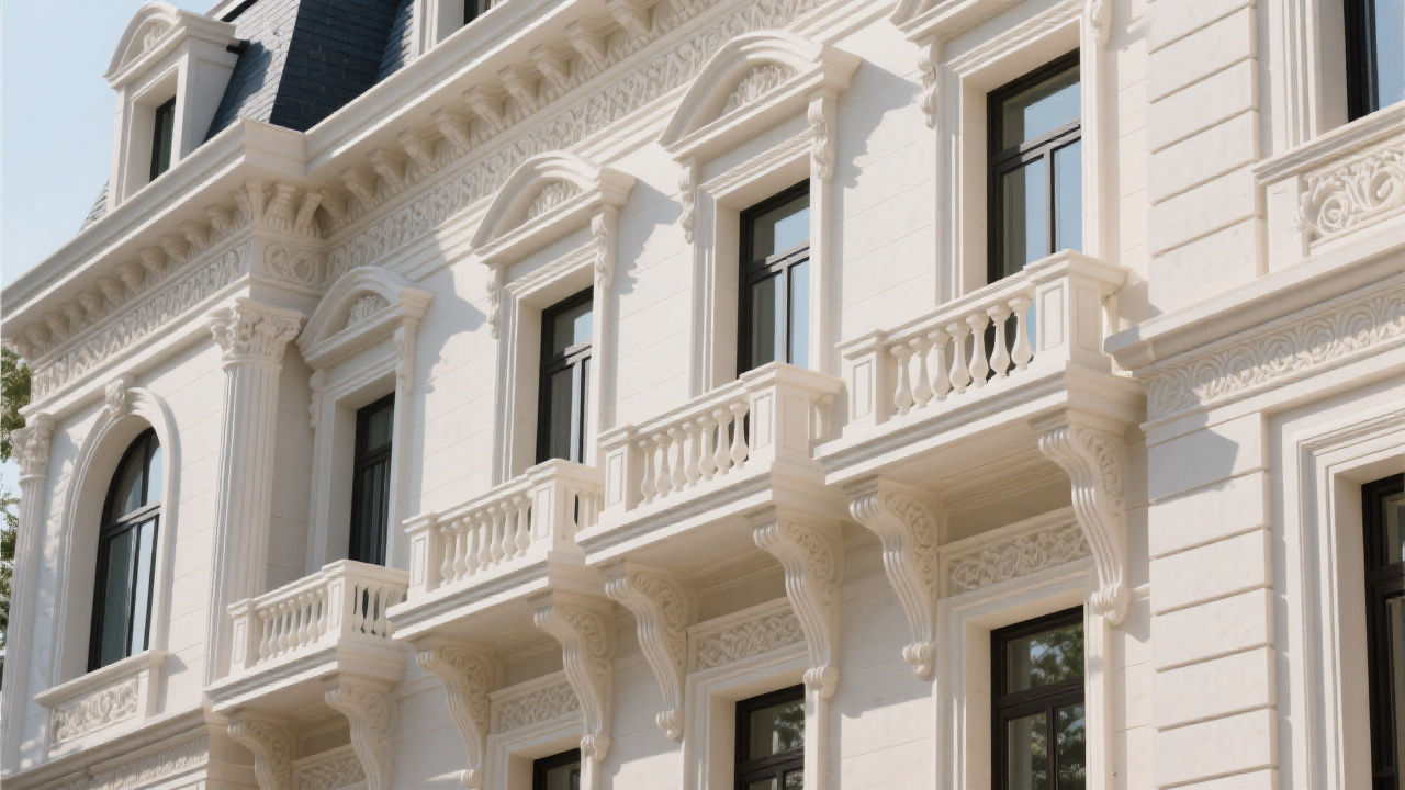 European GRC facade with intricate details.