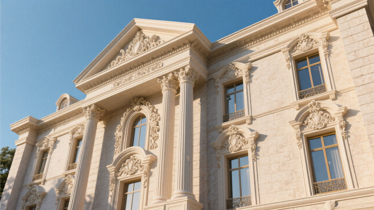 Grand European building facade with EPS details.