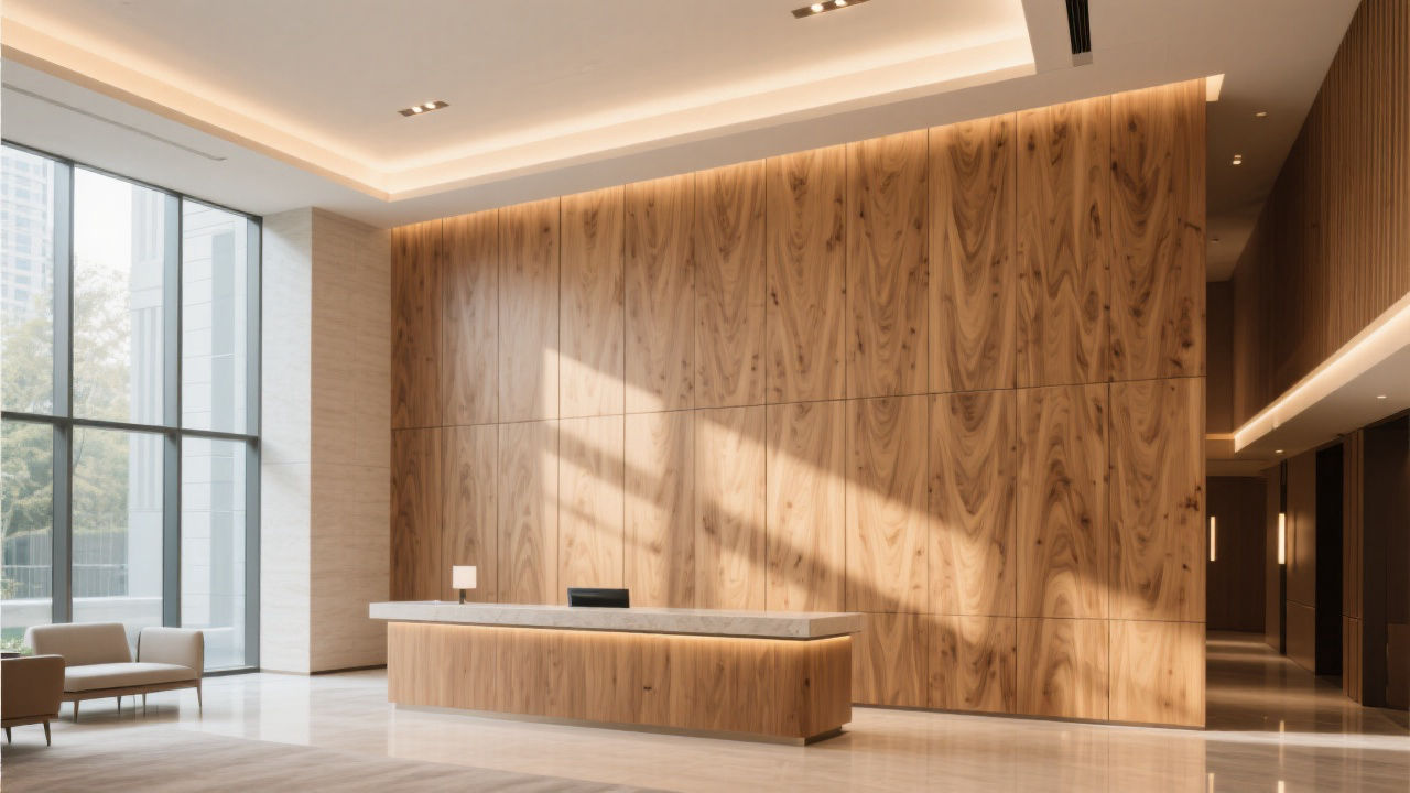 Hotel lobby wood-fragrant wall panels.