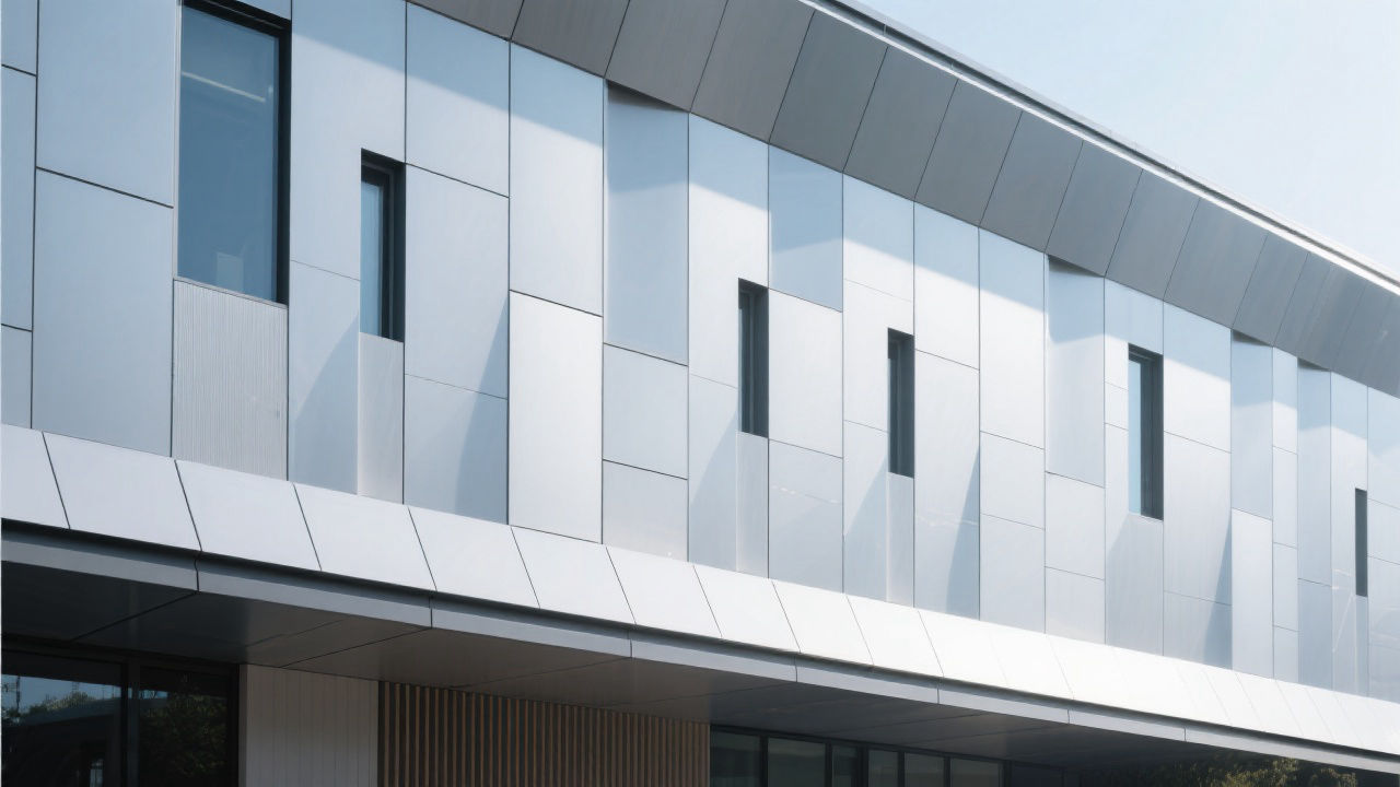 Modern building facade with advanced aluminum panels.