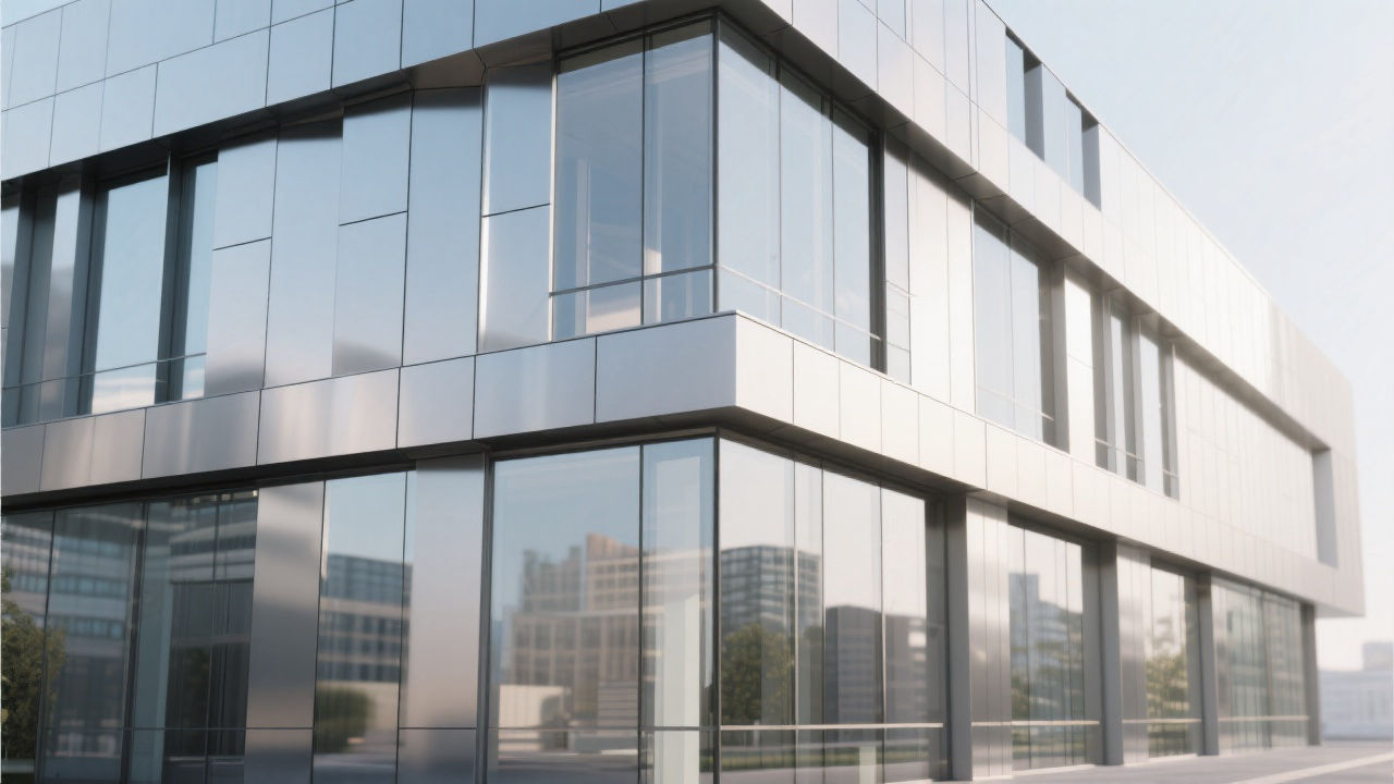 Modern building with anodized aluminum curtain wall