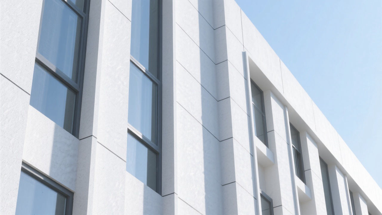 Modern building with foam ceramic facade lines.