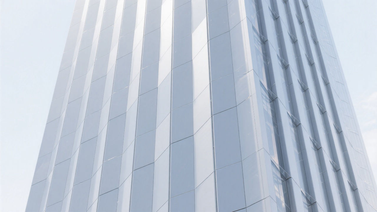 Modern high-rise with hidden-frame aluminum honeycomb facade.