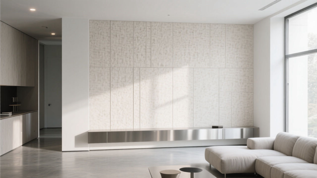 Modern living room with textured wall panels