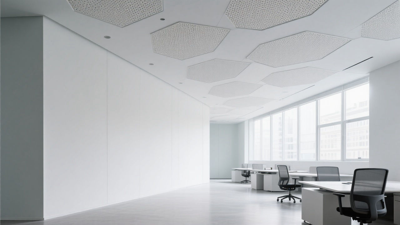 Modern office with honeycomb acoustic panels