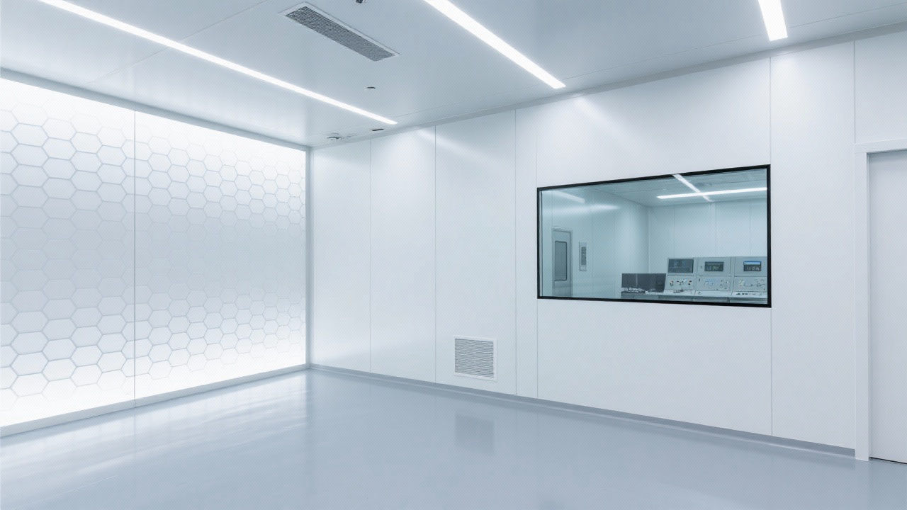 Modern cleanroom interior with honeycomb aluminum panels