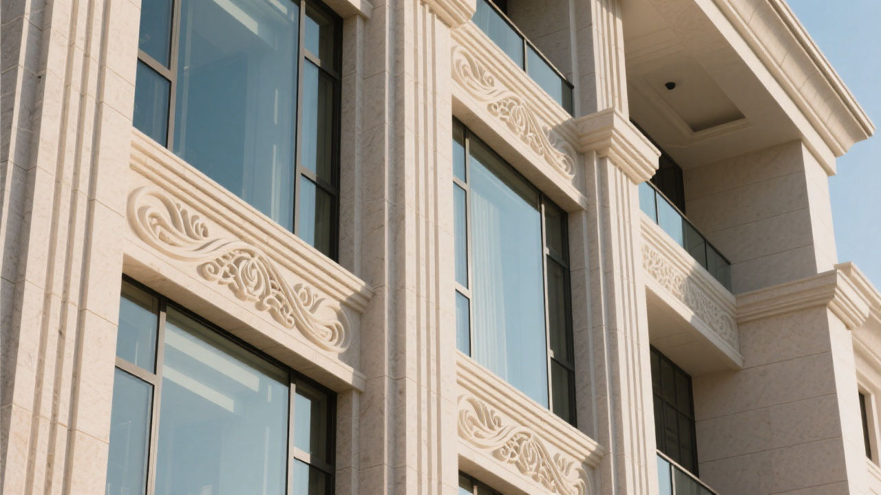 Elegant GRC decorative lines on a modern building facade