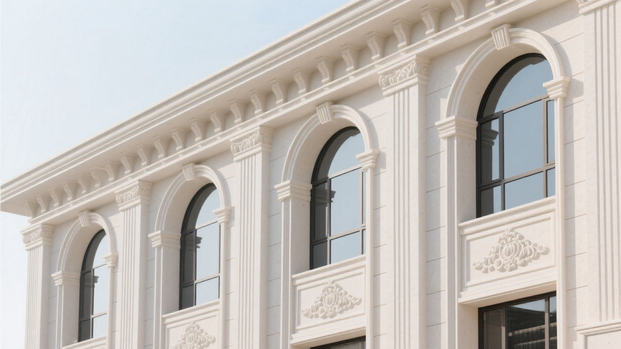 Elegant building facade with GRC and EPS details