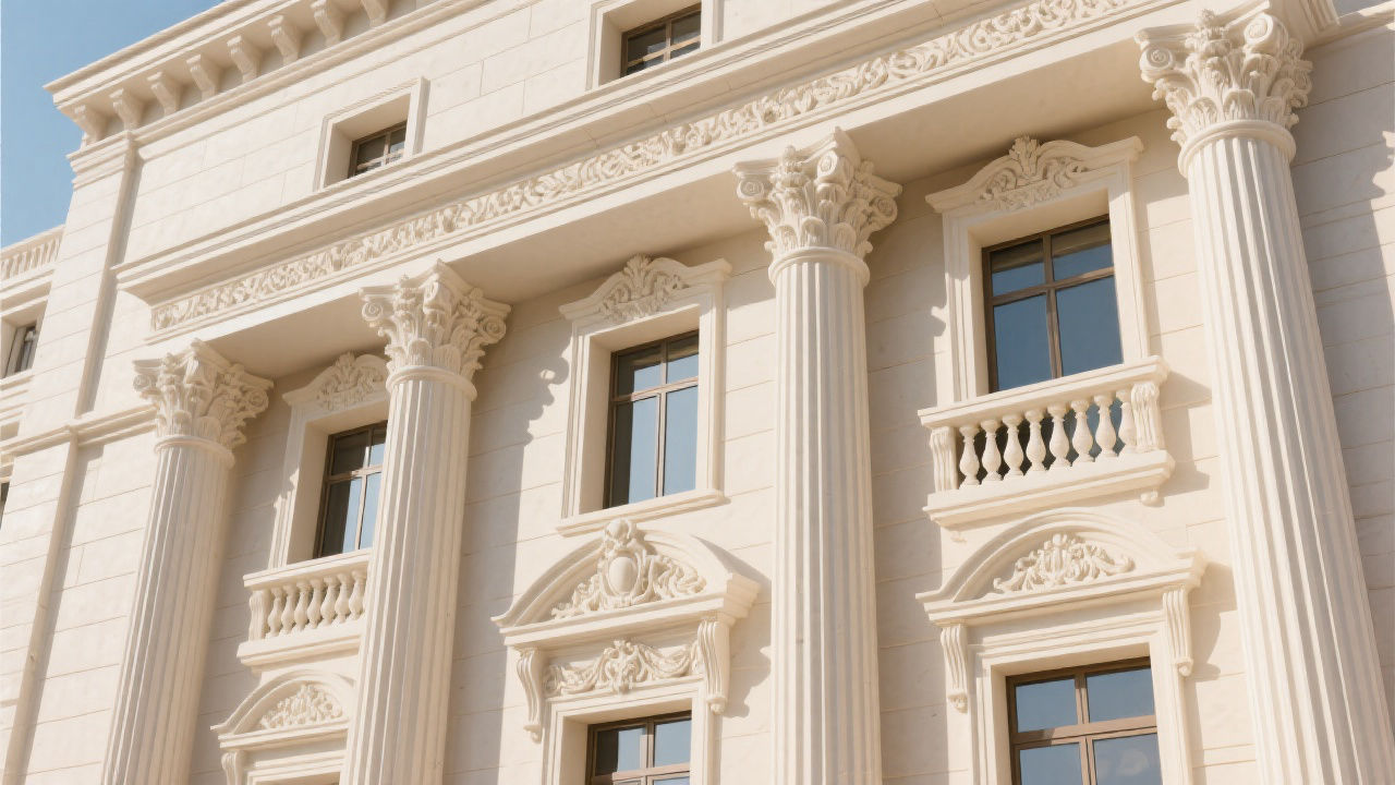 European building facade with GRC details.