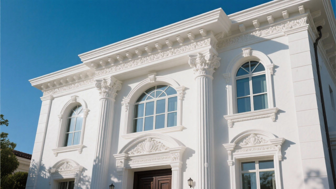 Grand European villa with EPS decorative moldings.