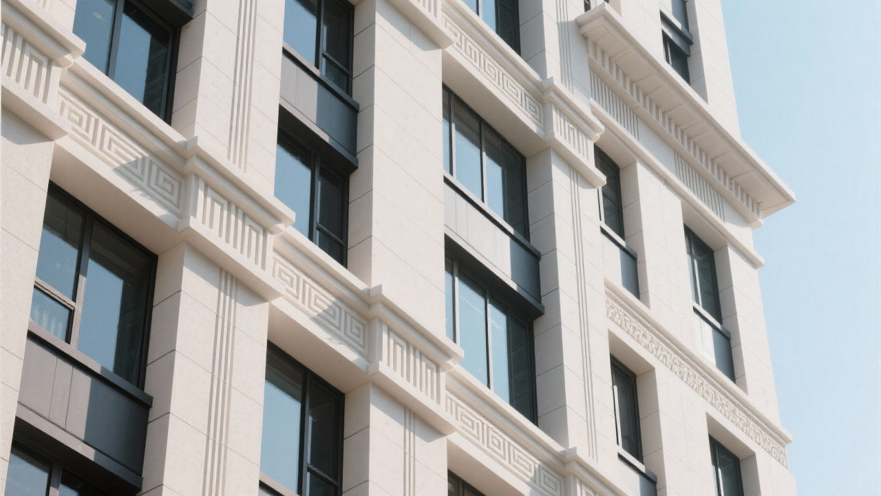 High-rise building with EPS facade details