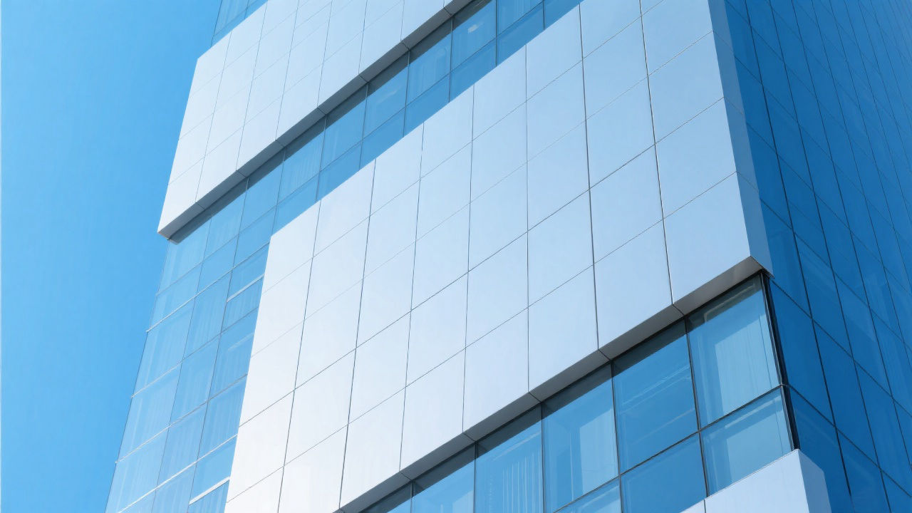 High-rise building with seamless honeycomb facade.