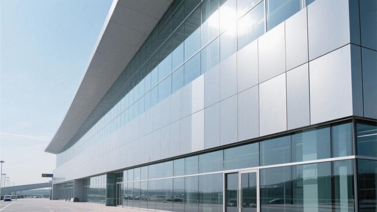 Modern airport facade with A2 ACP