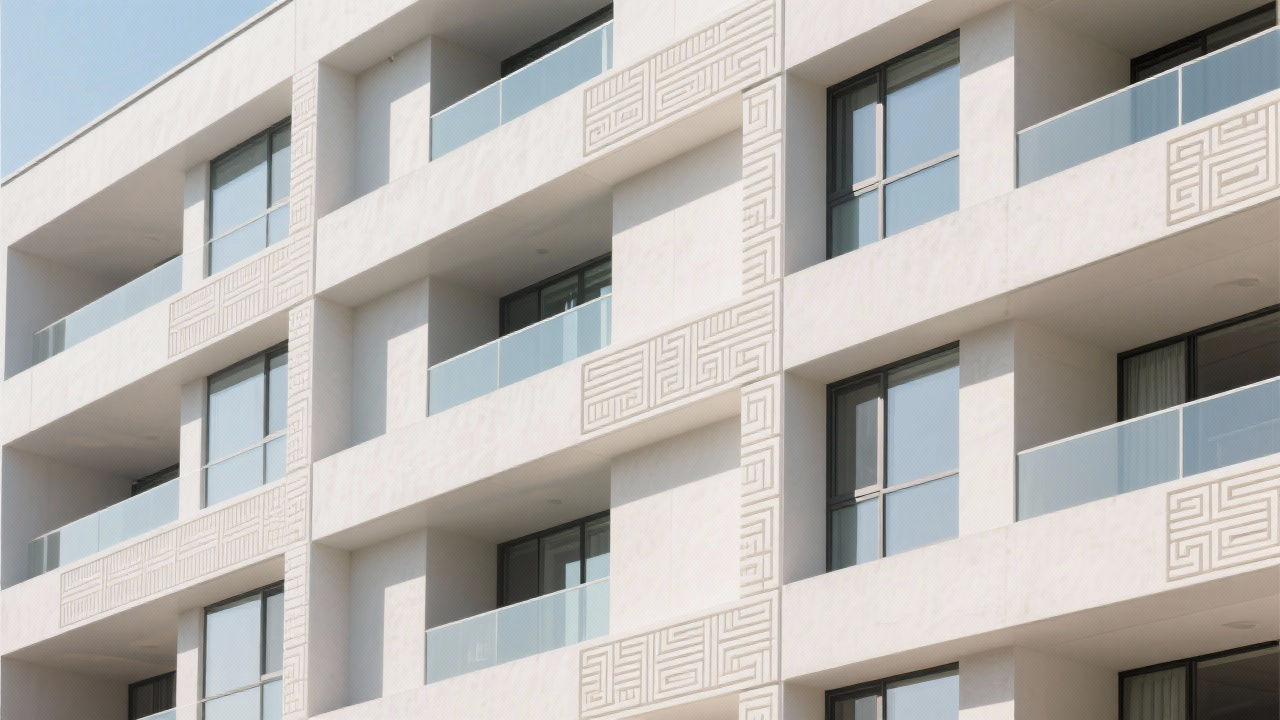 Modern building exterior with ceramic lines