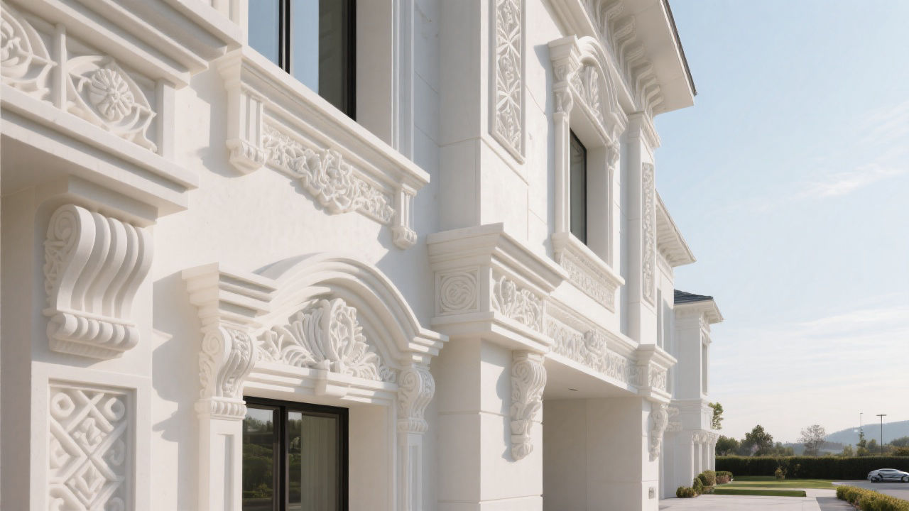 Modern building facade with EPS moldings