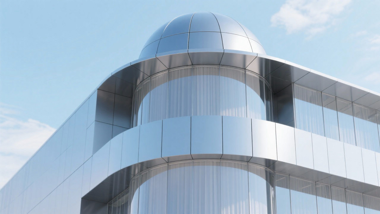 Modern building facade with spherical cap structure