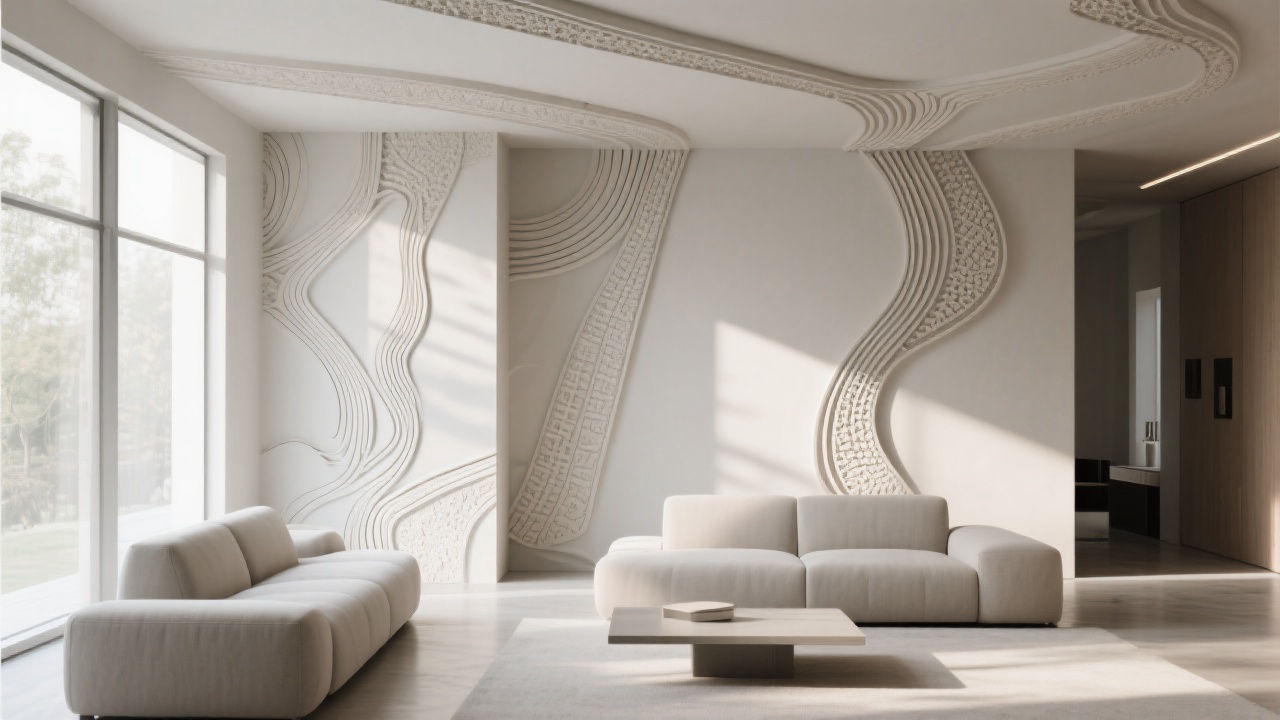 Modern living room with ceramic lines