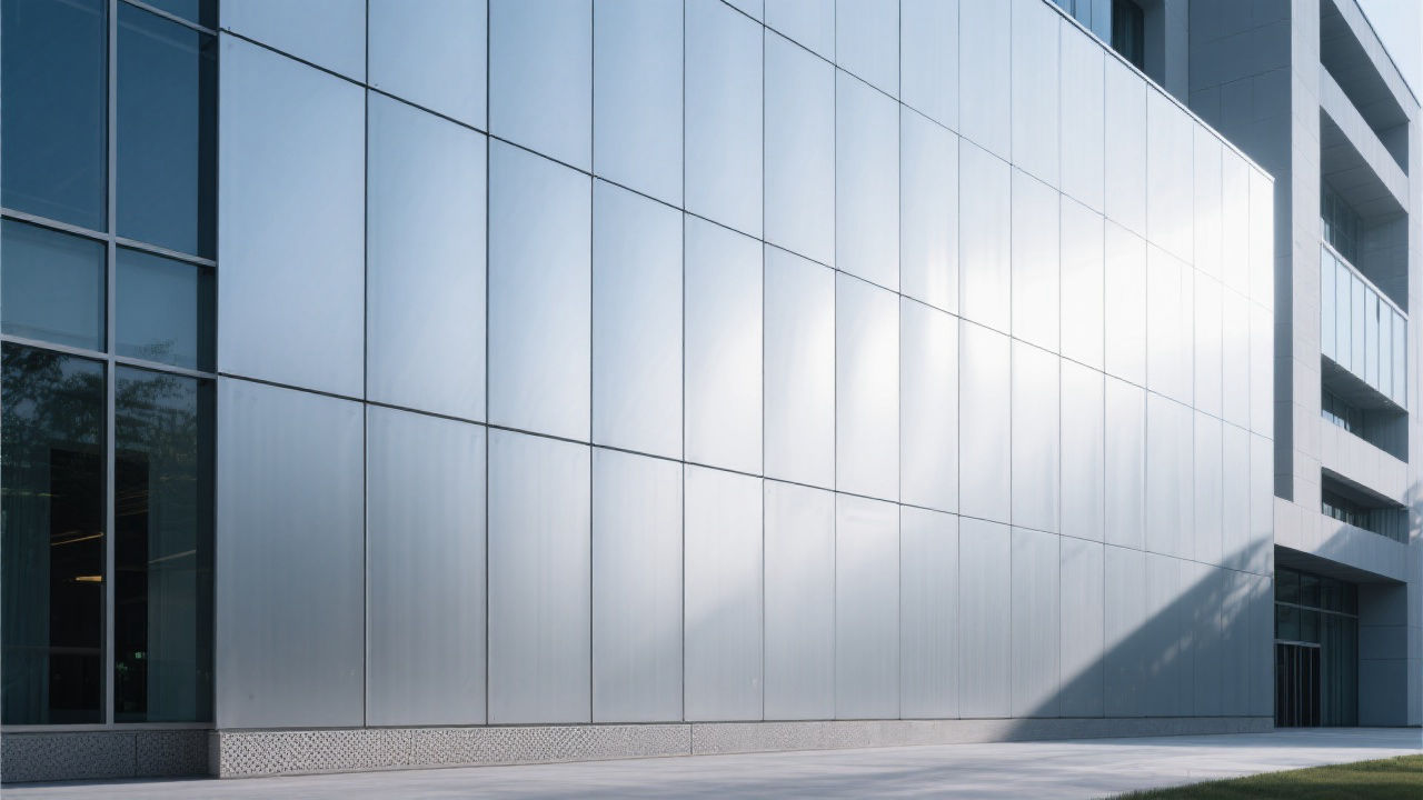 Modern building with hidden-frame aluminum honeycomb curtain wall.
