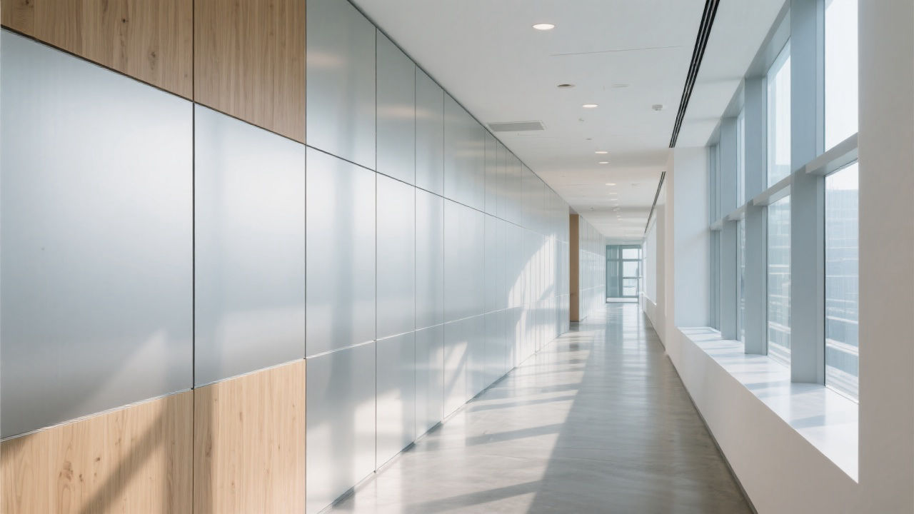 Modern commercial hall with anti-collision panels.