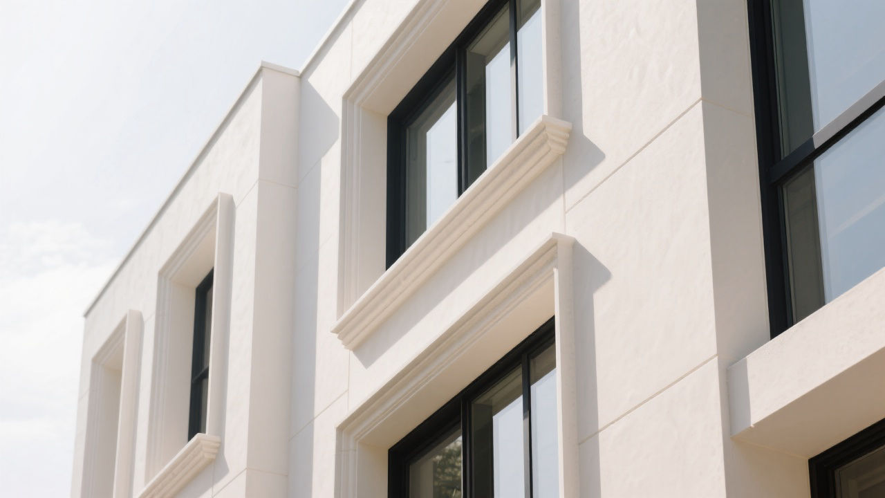 Modern facade with EPS window casings.
