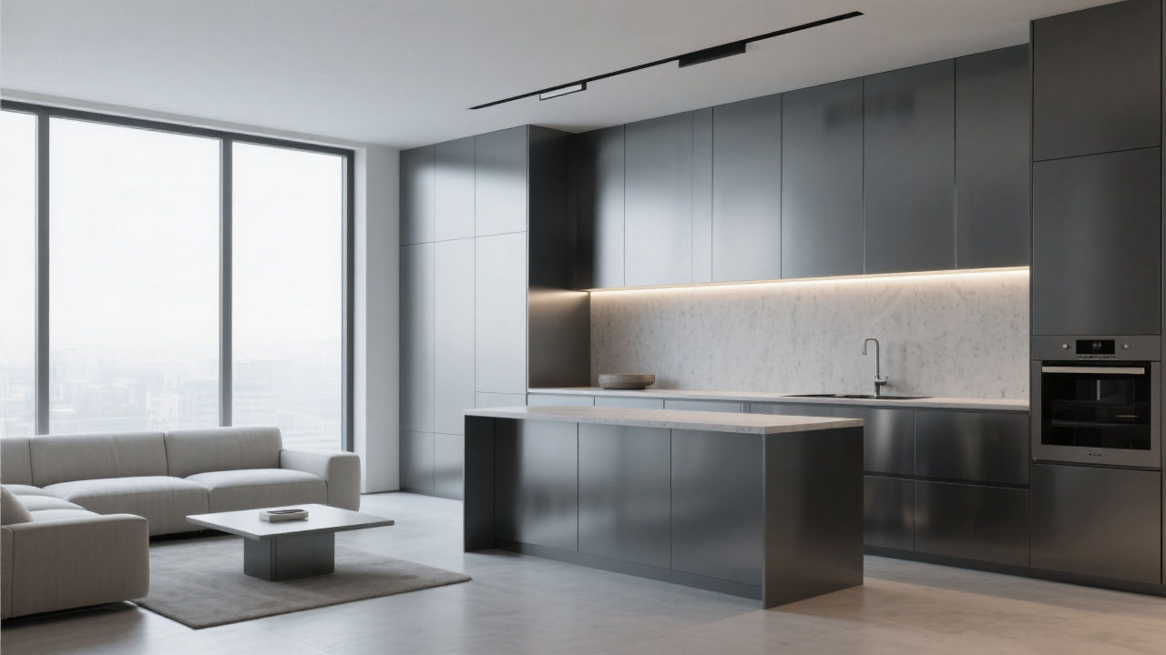 Modern kitchen with anodized aluminum