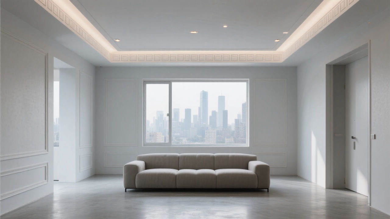 Modern living room with ceramic lines.