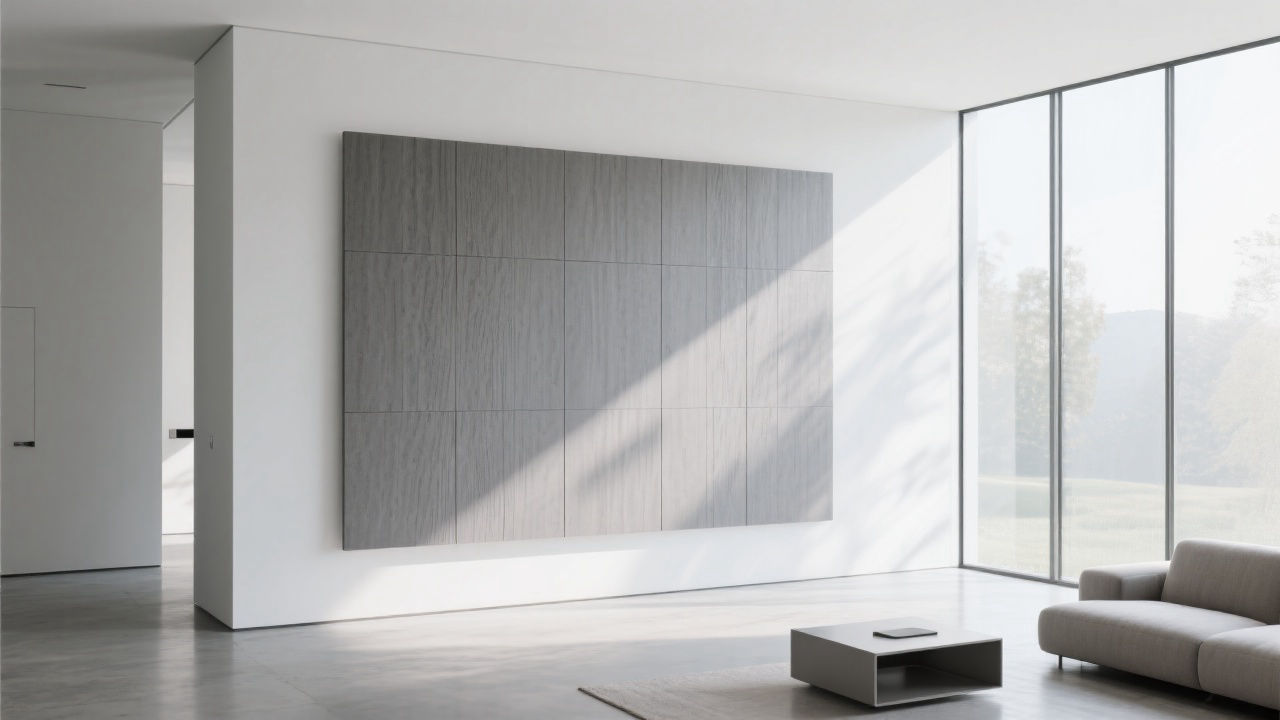 Modern living room with eco-friendly wall panel.