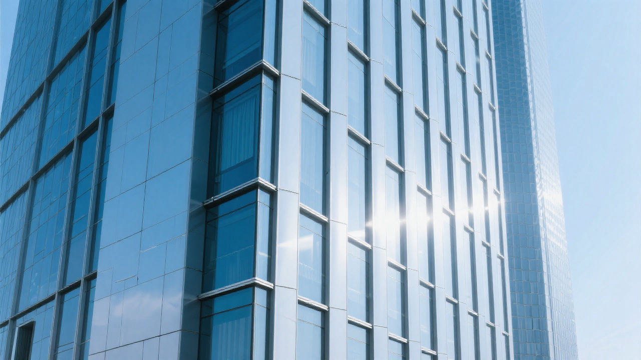 Sleek high-rise with hidden frame honeycomb panels.