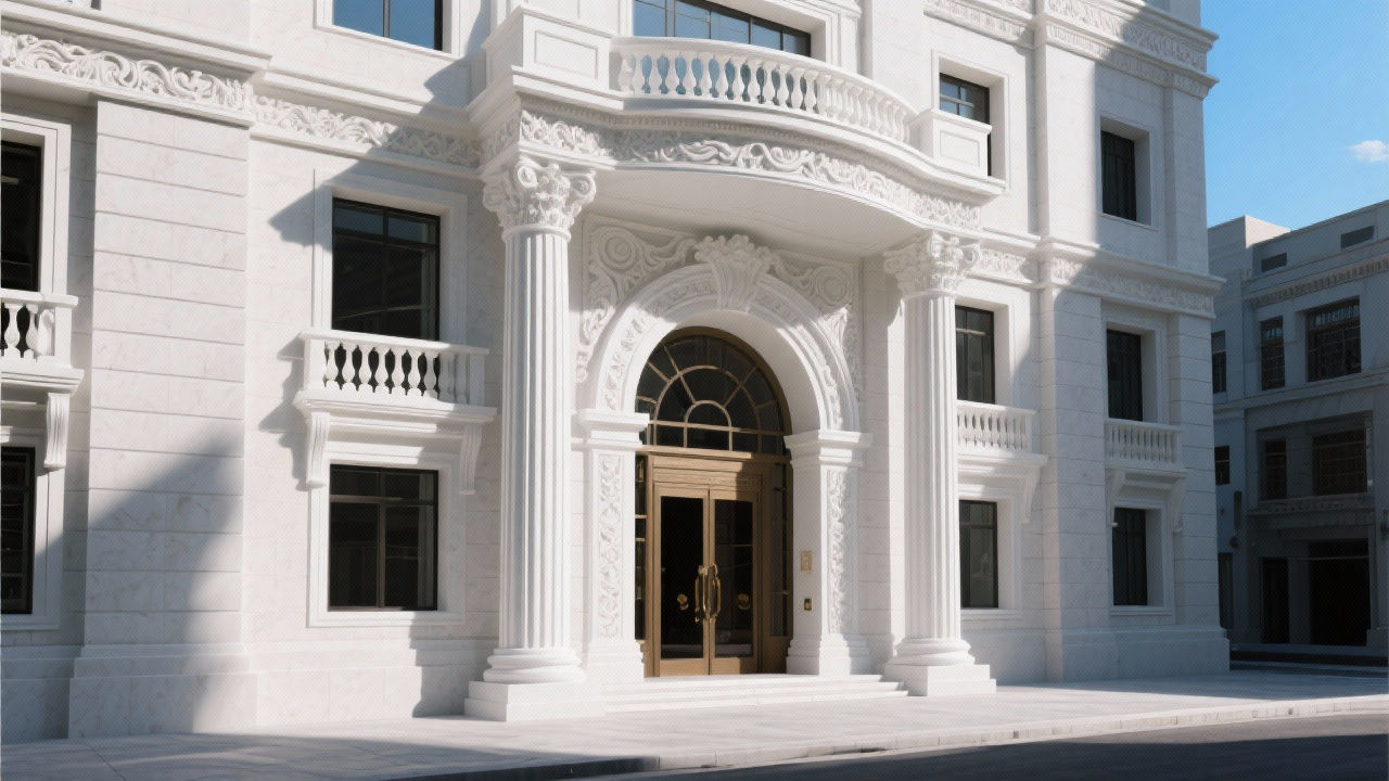 Modern building facade with GRC details.