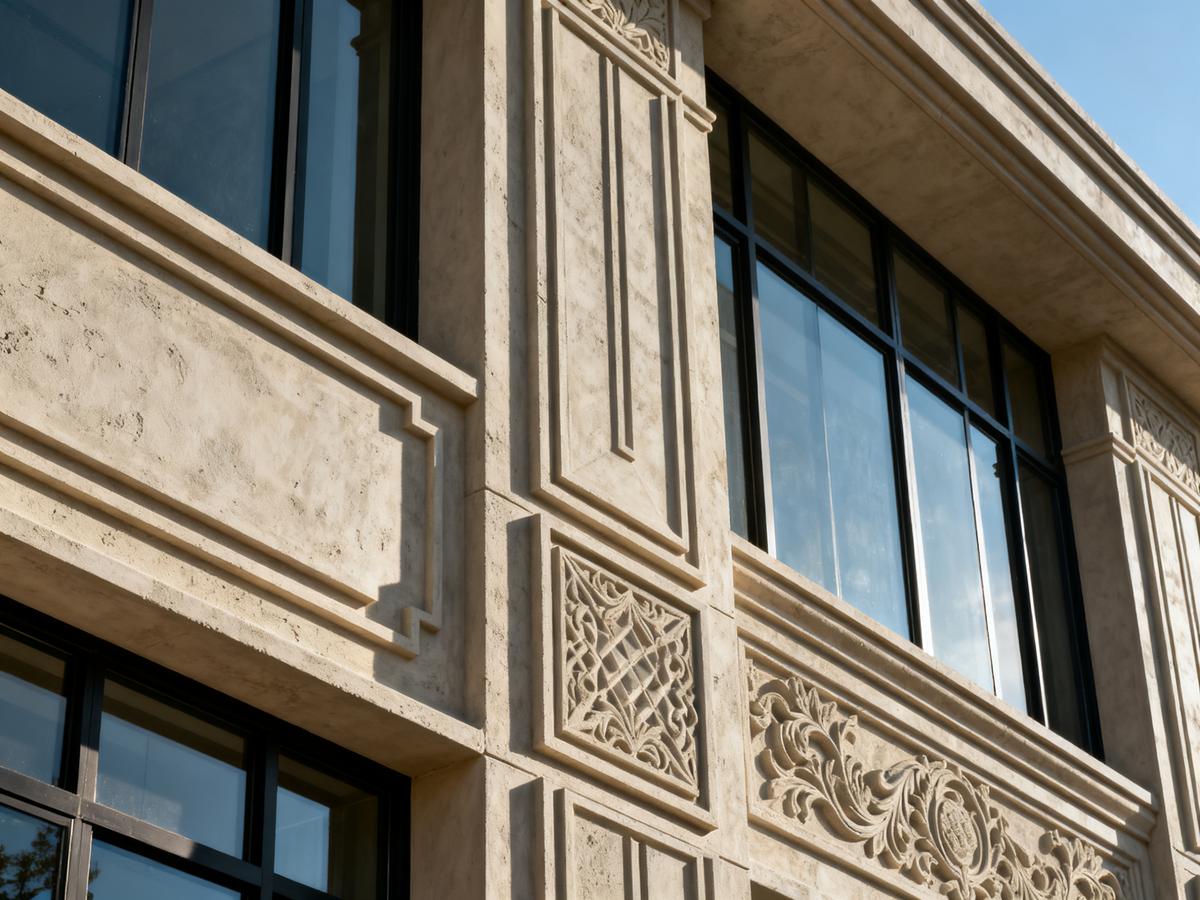 Modern building facade with GRC panels