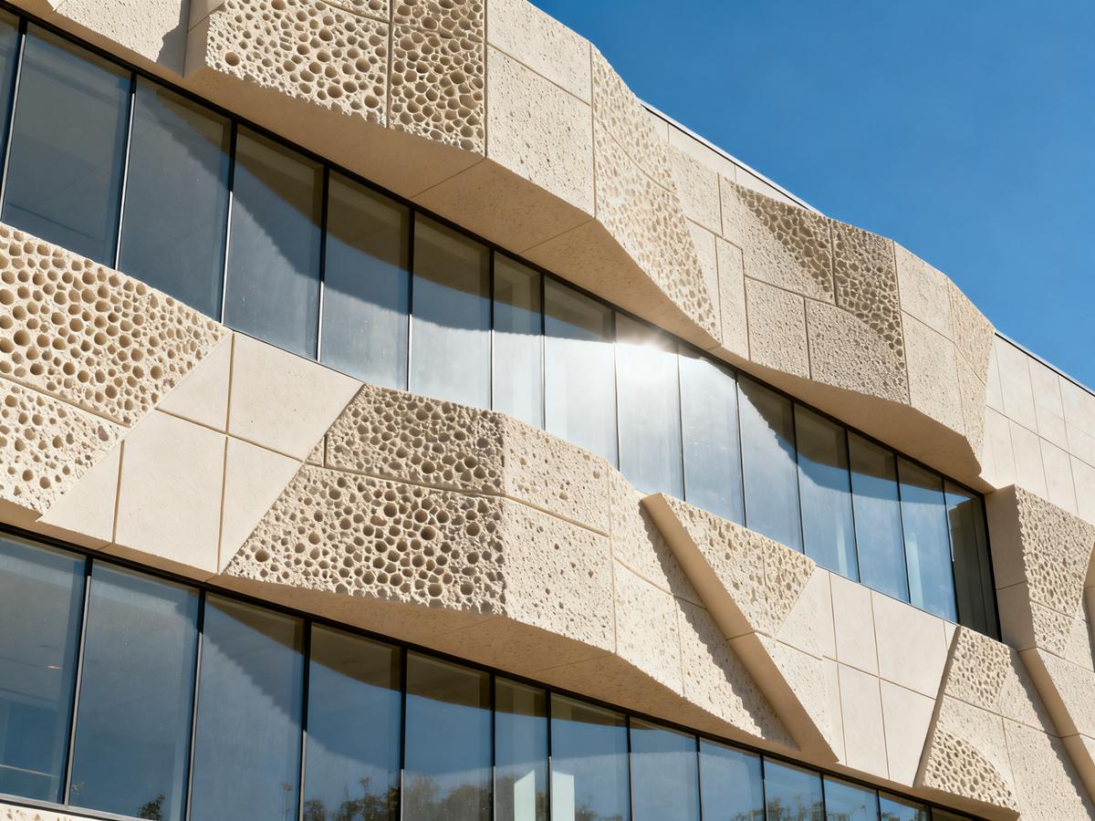 Modern facade with foamed ceramic panels.