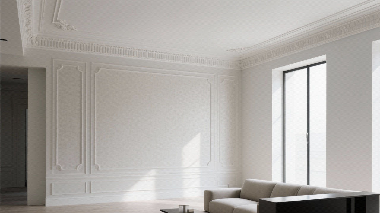Modern living room with EPS crown molding