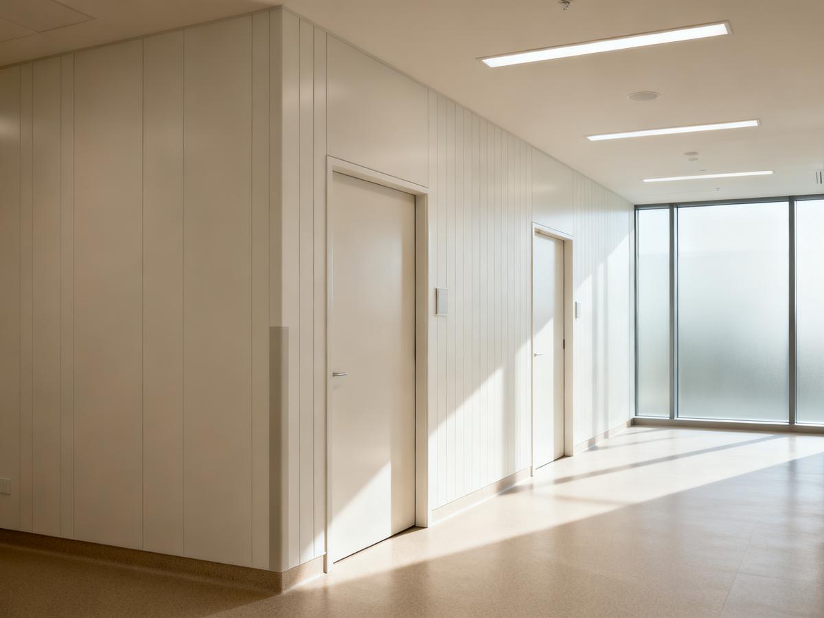 Modern medical corridor with impact-resistant walls