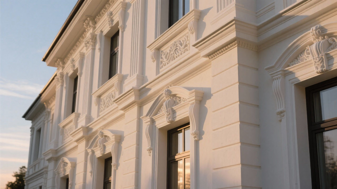 European facade with detailed EPS lines