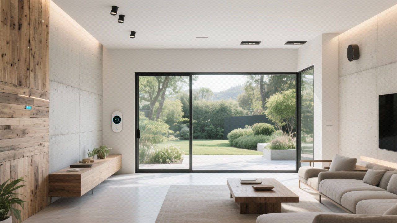 Modern smart living room with sustainable design