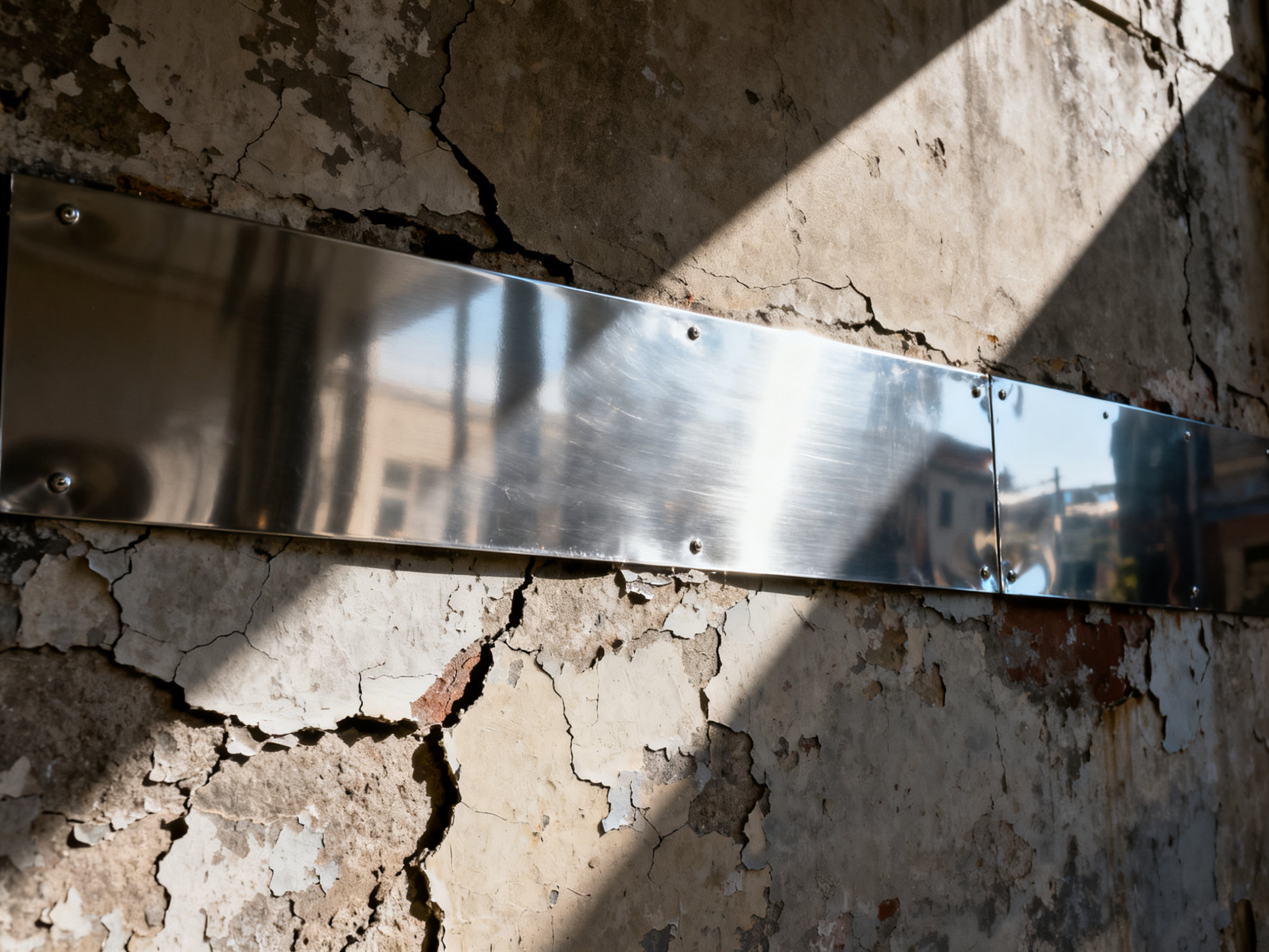 附墙板下的“面子”与“里子” Shiny panel over cracked wall