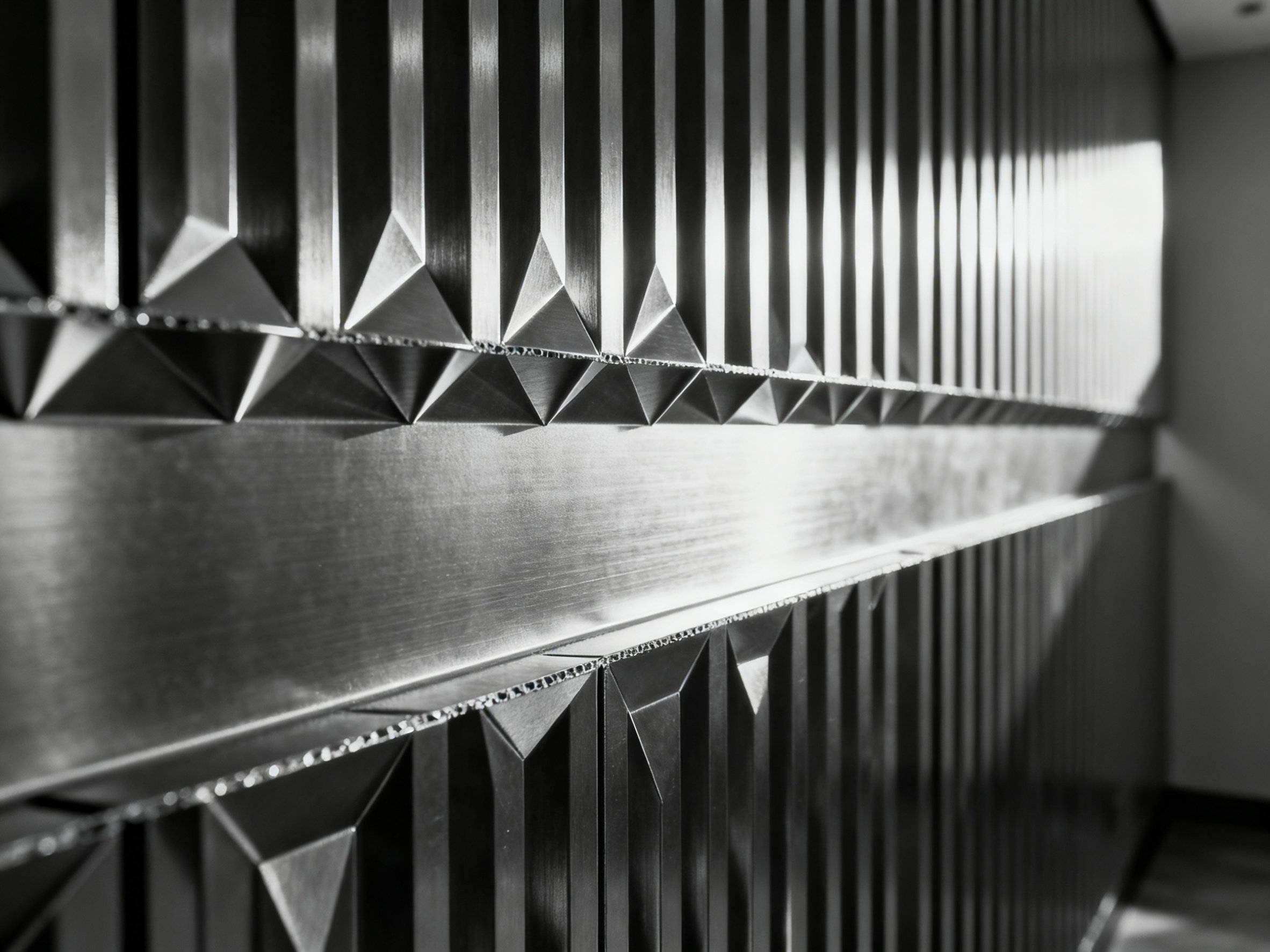 月下独酌,遥看广厦与三维铝锥芯板 3D aluminum panel geometric detail