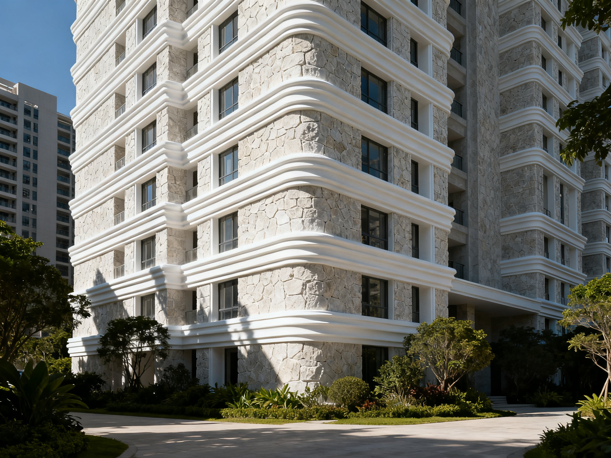 墙外风华:eps线条造型的今古变迁 Elegant white EPS lines on facade