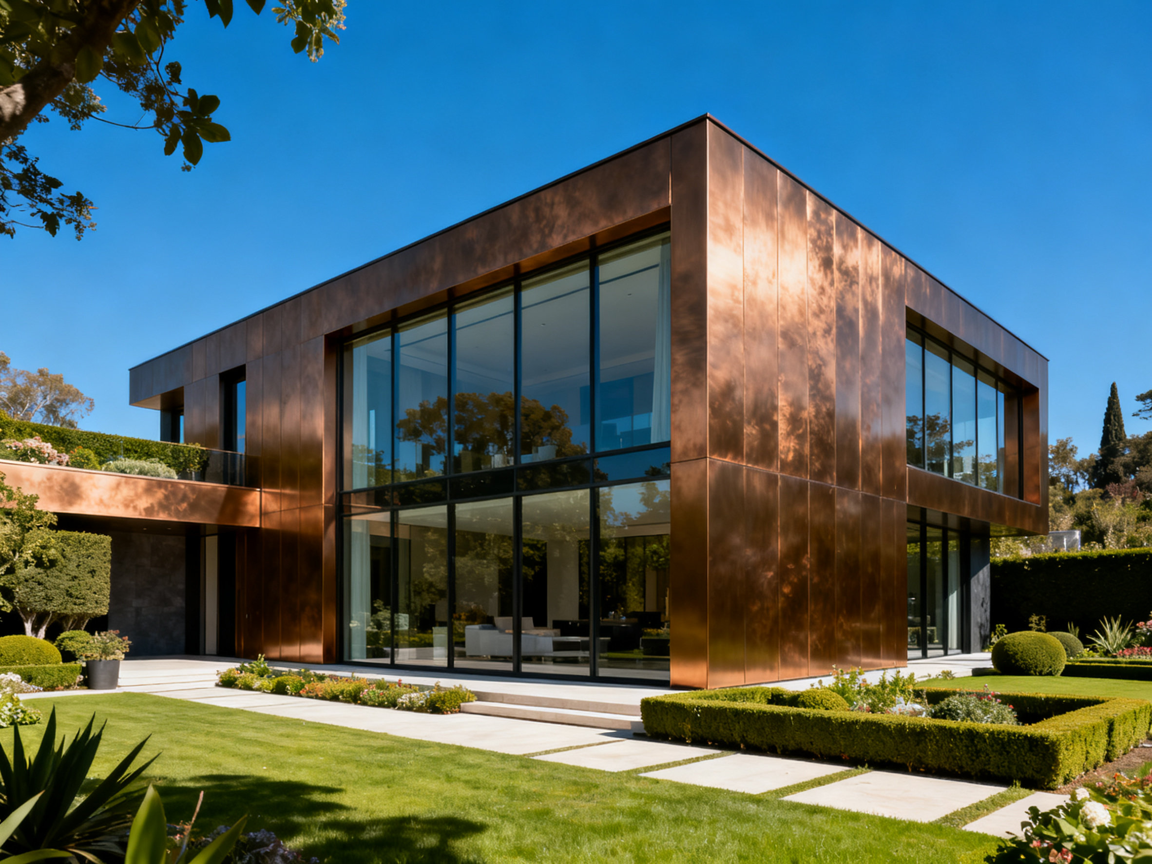 铝板氧化:凡铁之躯的淬炼与新生 Villa with textured anodized aluminum panels