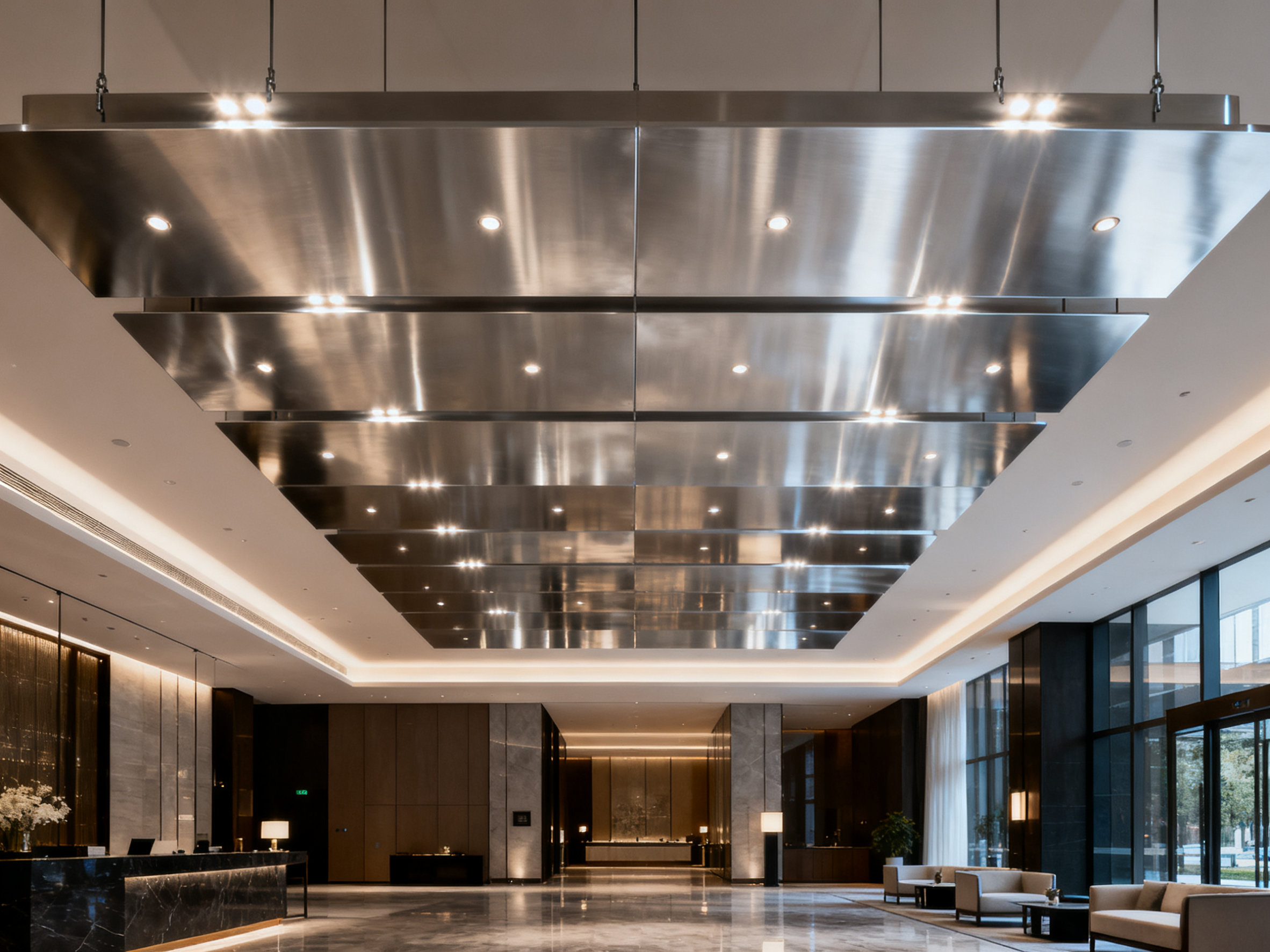 吊顶铝扣板下的长歌与短叹 Elegant hotel lobby ceiling