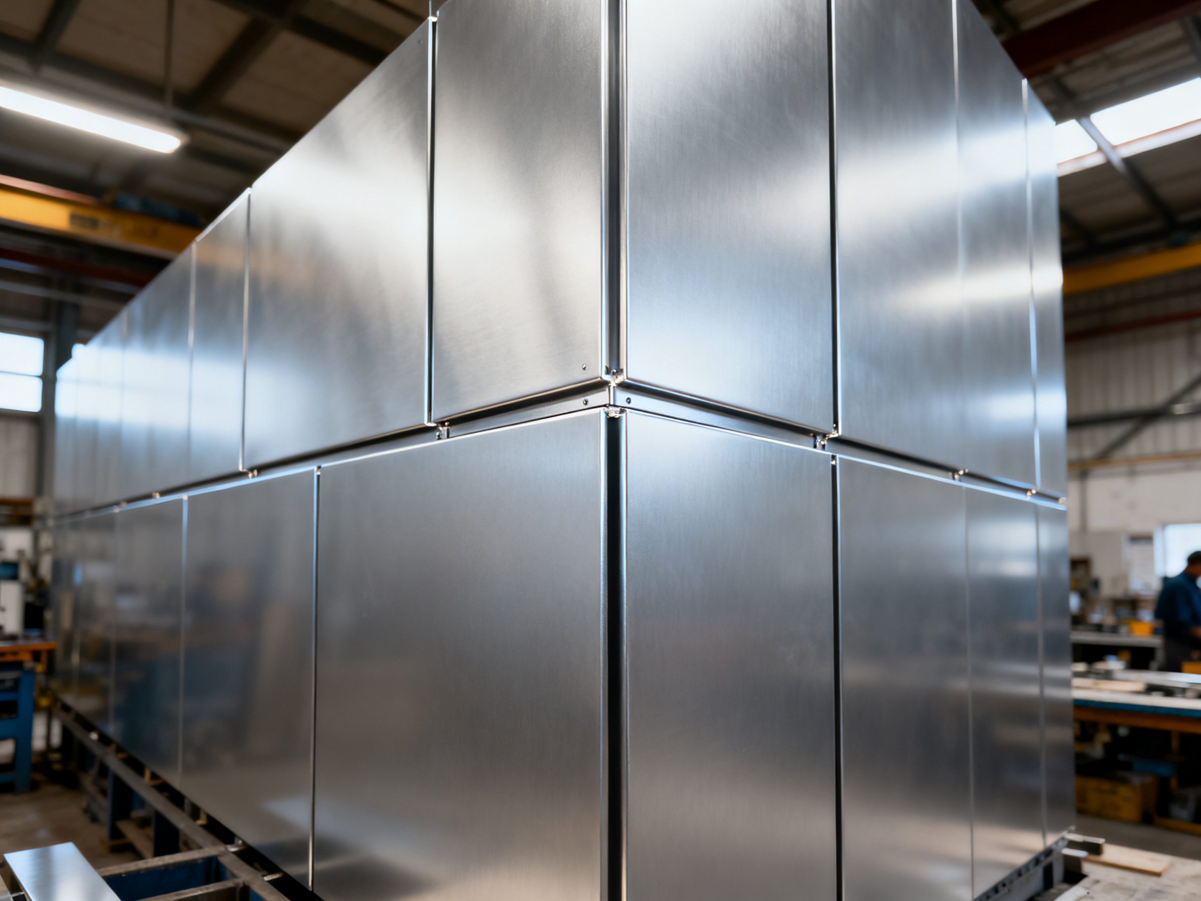 Precision aluminum panel installation in industrial setting