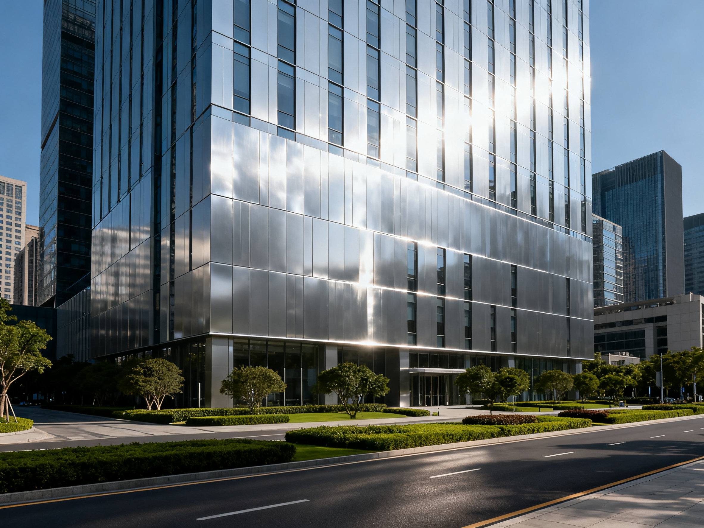 月下独酌,静观楼宇间的铝塑复合板 Modern high-rise with composite panels